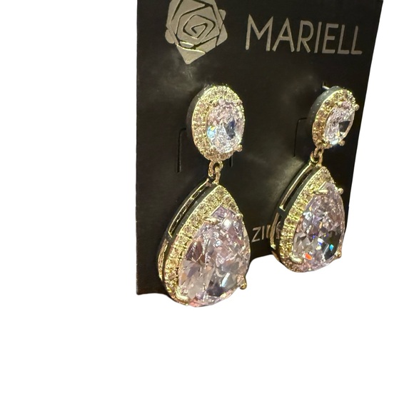 Mariell - NWT - Cubic Zirconia Tear-Drop dangle Earrings - Picture 3 of 10